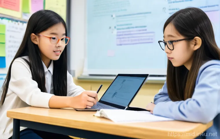 중학교 발표력 향상법 - **Prompt:** A heartwarming scene featuring a Korean middle school student, looking slightly anxious ...