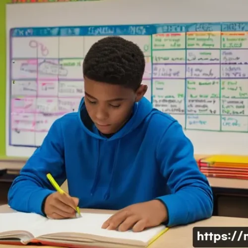 중학교 학습 목표 설정 전략 - **Prompt 1: A Middle Schooler Charting Their Growth Journey**
    A brightly lit, clean desk scene w...